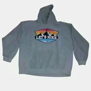 Gildan "Let's Hike" Mountain Scene Gray Hoodie